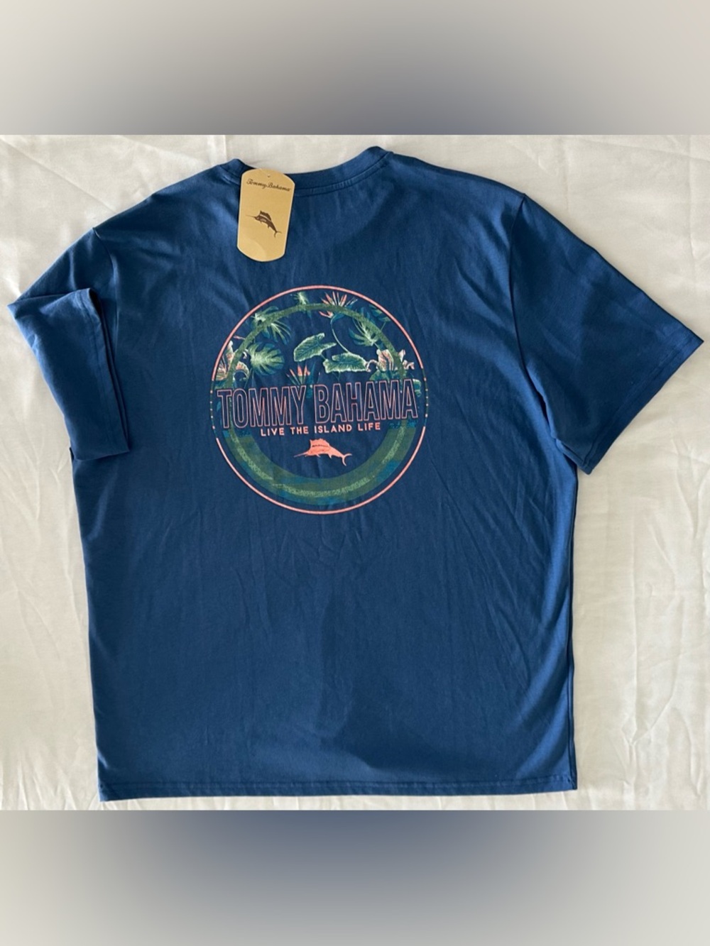 Tommy Bahama Men’s LIVE THE ISLAND LIFE T-shirt Large Dockside Blue NWT Tropical